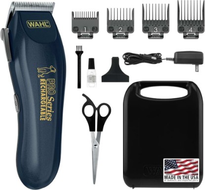 Picture of Wahl USA Deluxe Pro Series Cordless Lithium Ion Clipper Kit for Dogs | Heavy Duty At Home Dog Grooming Hair Clipper, Self-Sharpening Blades & 2 Hour Run Time – Model 9591-2100