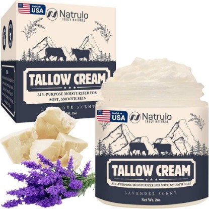 Picture of Beef Tallow Cream – All Natural Grass Fed Beef Tallow and Honey All Purpose Balm – Moisturizing Face and Body Lotion for Eczema, Cracked, Dry, Itchy, Irritated Skin – Skin Repair Skincare Made in USA