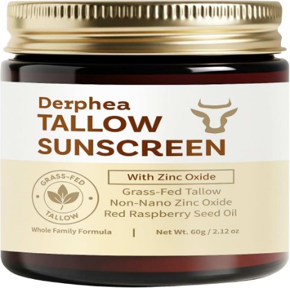 Picture of Natural Beef Tallow Sunscreen – SPF 50 Daily Sun Care for Extremely Sensitive, Acne-Prone & Kid-Safe Skin – Non-Toxic Sunblock with 22% Non-Nano Zinc Oxide, Clean Formula for Face & Body