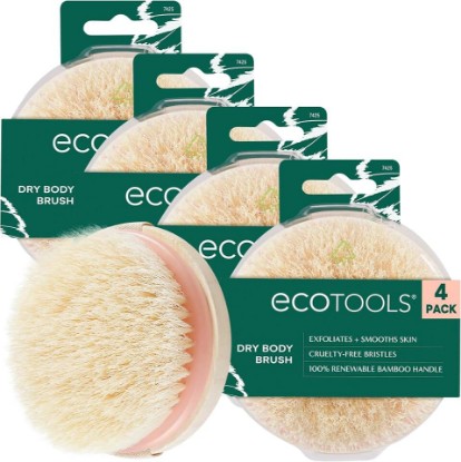Picture of EcoTools Dry Body Brush 4-Pack, Exfoliating Body Scrubber for Cellulite | Pre-Shower Dry Brushing for Circulation & Smoother Skin, Renewable Bamboo Handle, Vegan, Self-Care Gifts for Women
