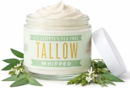 Picture of Whipped Tallow 9oz - All Natural Face Cream + Whole Body Moisturizer for Dry Skin - Made With Eucalyptus Oil - No Preservatives, Parabens or Seed Oils - USA Made (Eucalyptus Tea Tree)