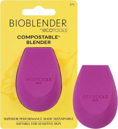Picture of EcoTools Bioblender Makeup Sponge for Liquid and Cream Foundation, 1 Count | Even coverage with a beauty sponge for liquid and cream makeup, 3 edges, compostable makeup sponge