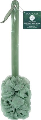 Picture of EcoTools Sea Gems EcoPouf Bath Brush, Exfoliating Body Scrubber for Shower | Smooth hard-to-reach areas, long handle loofah back scrubber, recycled netting, vegan, cruelty-free, self-care, clean skin