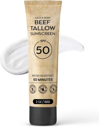 Picture of Beef Tallow Sunscreen SPF 50: Face Sunscreen with Zinc Oxide Sunblock, Hypoallergenic Non-Greasy Fragrance-Free Formula All Skin Types Women and Men 2 OZ