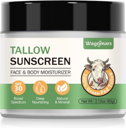 Picture of Tallow Sunscreen SPF 30 - Non-Toxic Natural Mineral Sunscreen with Zinc Oxide & Beef Tallow - Reef Safe Sunblock for Face & Body - Moisturizing for All Skin Types (Sport & Daily Use)