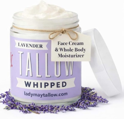 Picture of Whipped Tallow 24oz - All Natural Face Cream and Whole Body Moisturizer for Dry Skin - Made with Scented Oil Blend - No Preservatives, Parabens or Seed Oils - USA Made (Lavender)