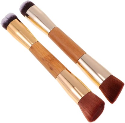 Picture of 2pcs Double Ended Blush and Face Powder Brush Set with Handles, Multipurpose Makeup Brushes for Loose Powder and Complexion, Professional Cosmetic Tools for Daily Beauty Use