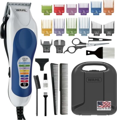 Picture of Wahl Clipper USA Color Pro Corded Haircutting Kit with Color Guide Combs | Color-Coded Guide Combs For Easy At Home Haircuts For Men, Women & Kids, Corded Power, Adjustable Taper Lever – Model 3029694