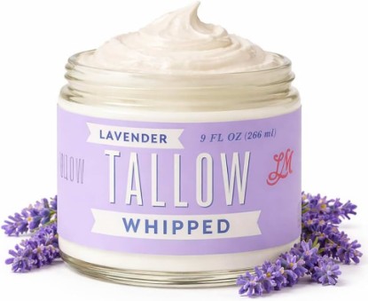 Picture of Whipped Tallow 9oz - All Natural Face Cream and Whole Body Moisturizer for Dry Skin - Made with Scented Oil Blend - No Preservatives, Parabens or Seed Oils - USA Made (Lavender)