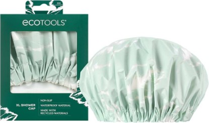Picture of EcoTools XL Shower Cap, Hair Cap for Shower, 1 Count | Keeps hair dry with a reusable shower cap, waterproof shower cap, machine washable and elastic fit