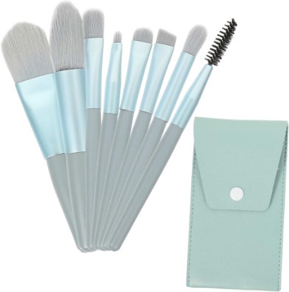 Picture of Baluue Mini Makeup Brush Set with Wooden Handles for Travel Blush Concealer and Eyeshadow Portable Beauty Tools for Women