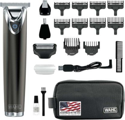 Picture of Wahl USA Stainless Steel Lithium Ion 2.0+ Slate Beard Trimmer for Men | Electric Shaver, Nose Ear Trimmer, Rechargeable All In One Men'S Grooming Kit – Model 9864