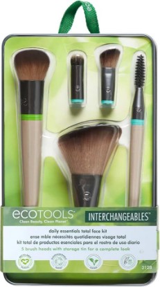 Picture of EcoTools Interchangeables Daily Essentials Total Face Makeup Brush Kit, Essential Oils, Multiuse Face Makeup Brushes, Bronzer, Blush, Powder, & Eyeshadow Brushes, Cruelty-Free & Vegan, 8 Piece Set