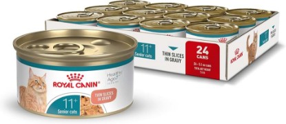 Picture of ROYAL CANIN Feline Health Nutrition Aging 11+ Wet Cat Food for Seniors, Thin Slices in Gravy for Cats Over 11 Years, Supports Optimal Health & Vitality, 3 oz can, case of 24