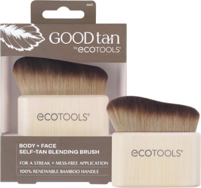 Picture of EcoTools Good Tan Blending Brush - Kabuki Brush for Self Tanner | Streak-free blending with a self tanner brush for face and body, sloped bristles, face tanning brush and vegan