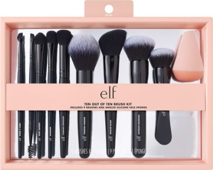 Picture of e.l.f. Ten Out Of Ten Brush Set | 10 Piece Brush Kit, Brushes For Face Makeup, Eyes, Brows & More, Made With Synthetic Bristles, Vegan & Cruelty-Free
