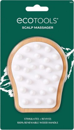 Picture of EcoTools Scalp Massager, Silicone Scalp Scrubber, 1 Count | Cleaner scalp with a shampoo brush scalp massager and scalp brush, featuring soft silicone bristles and a cherrywood handle