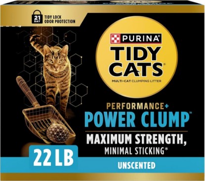 Picture of Purina Tidy Cats Performance Plus Power Clump Unscented Multi Cat Clumping Cat Litter, 22 lb. Box