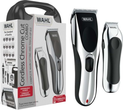 Picture of Wahl Clipper Cordless Chrome Pro Hair Clippers for Men & Battery Trimmer | Achieve Full Haircuts & Touch-Up Trims At Home, Cordless Hairclipper, Battery Detail Trimmer, Haircutting Kit – Model 3026590