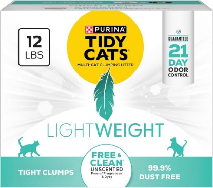 Picture of Purina Tidy Cats Lightweight Free and Clean Unscented Multi-Cat Clumping Cat Litter, Odor Control, Low Dust, 12 lb. Box