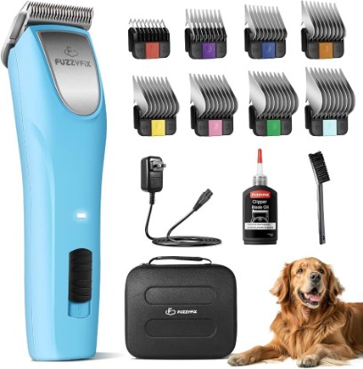 Picture of Professional Dog Clippers for Grooming Thick Curly Matted Coats | Detachable 10 Blade & Metal Guide Combs Kit for Horse Animal Breeds Low Noise Cordless Pet Hair Trimmer with 2 Speed Bluewave