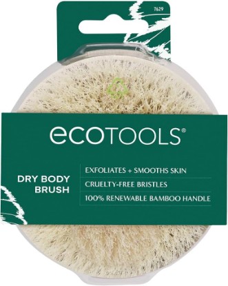 Picture of EcoTools Dry Body Brush for Shower Skincare, 1 Count | Softer skin with an exfoliating body brush for dry brushing, skin brush, bamboo handle and cruelty-free bristles