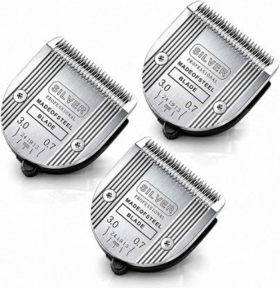 Picture of 3Pcs 5-in-1 Adjustable Pet Clipper Blades, Compatible with Wahl Arco Bravura Chromado Creativa Figura Motion SuperGroom, Stainless Steel Dog Cat Grooming Replacement Silver