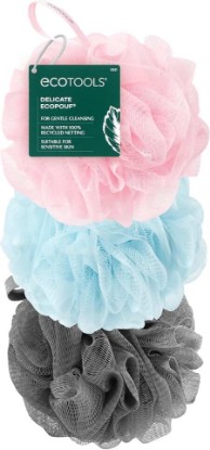 Picture of EcoTools EcoPouf 3 Pack Bath Sponge Set, Shower Poufs | Gentle exfoliation daily, shower puff sponges for body, loofah pack, recycled netting, rich lather