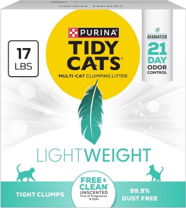 Picture of Purina Tidy Cats Low Dust Clumping Cat Litter, LightWeight Free & Clean Unscented, Multi Cat Litter - 17 lb. Box
