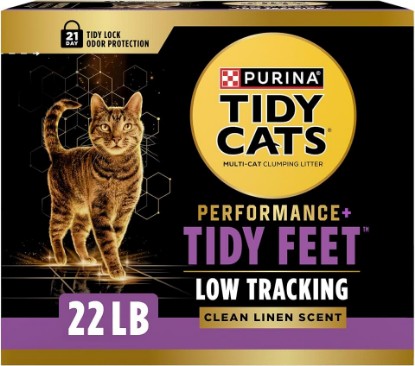 Picture of Purina Tidy Cats Tidy Feet Clumping Low Tracking Cat Litter With Odor Control – Clean Linen Scent - 22 lb. Box