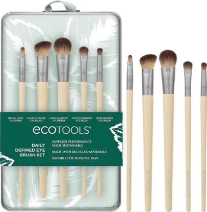 Picture of EcoTools Daily Defined Eye Brush Kit, Makeup Brushes, 5 Piece Set | Eye brushes for liquid, powder, and cream eyeshadow and eyeliner application, synthetic hair, cruelty-free