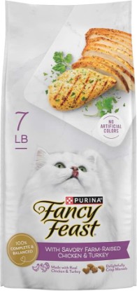 Picture of Fancy Feast Purina Farm-Raised Chicken & Turkey Dry Cat Food, 7 lb. Bag | Crisp morsels for a crunchy texture that cats love, 100 percent complete and balanced nutrition for all life stages