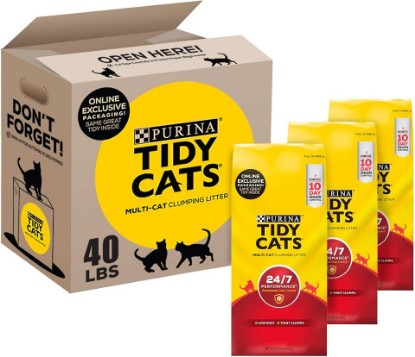 Picture of Purina Tidy Cats Clumping Cat Litter, 24/7 Performance, Clay Cat Litter, Recyclable Box - (Pack of 3) 13.33 lb. Bags