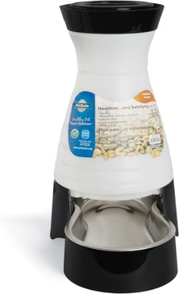 Picture of PetSafe Healthy Pet Food Station, 4 lb Gravity Feeder, Cats & Dogs, Medium | Dry Food Dispenser, Removable Stainless Steel Bowl Is Dishwasher Safe, Space-Saving Design