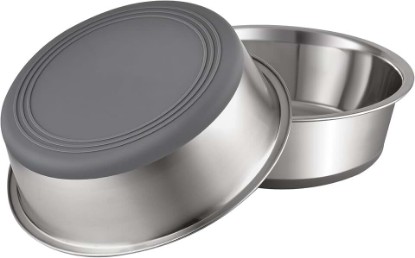 Picture of PEGGY11 Nonslip Stainless Steel Dog Cat Bowls, 2 US Cup Each, 2 Pack | No slide silicone bottom, Dishwasher safe, Easy to clean, Stackable design