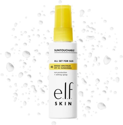 Picture of e.l.f. SKIN All Set For Sun SPF 45 Setting Spray | Clear Makeup Setting Mist + Sunscreen, Weightless SPF Face Protection & Makeup-Locking Spray, Vegan & Cruelty-Free