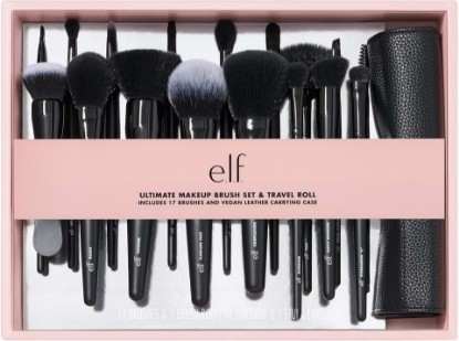 Picture of e.l.f. Ultimate Makeup Brush Set & Travel Roll, 17-Piece Brush Kit, Brushes For Eyeshadow, Foundation, Powder, Concealer & more, Vegan & Cruelty-Free