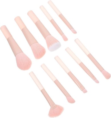 Picture of STAHAD Peach Pink Makeup Brush Set 10 Pieces Including Concealer Blush Eyeshadow Powder Brushes Travel Face Beauty Tools with Handle for Women