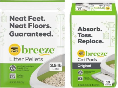 Picture of Tidy Cats Breeze, 1 Litter Pellets Refill (3.5 lb), 1 Cat Pad Refills (10 ct) (Variety Pack)