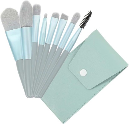 Picture of Mini Makeup Brush Set for Women Portable Blue Wooden Handle Cosmetics Tools for Blush Concealer Eyeshadow Application and Easy to Supplies
