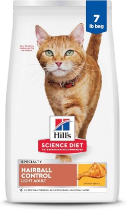 Picture of Hill's Science Diet Adult 1-6 Hairball Control Light Dry Cat Food | #1 Veterinarian Recommended, Chicken Recipe, 15.5 lb. Bag