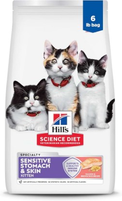 Picture of Hill's Science Diet Kitten Formula Sensitive Stomach & Skin Dry Cat Food | #1 Veterinarian Recommended, Salmon & Brown Rice, 6 lb. Bag