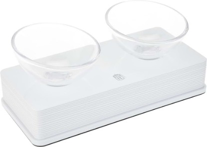 Picture of Catit Style 2-Bowl Glass Diner Set for Pets, White, 6.8 Fl Oz