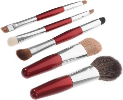 Picture of Mini Makeup Brush Set 5pcs Double-ended Cosmetic Brushes Wool Hair, Travel Makeup Blush and Contour Face Beauty Tools for Women