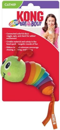 Picture of KONG Bat-A-Boutz Clackz Caterpillar with Colorful Ribbons - Crackle Cat Toy Filled with Catnip