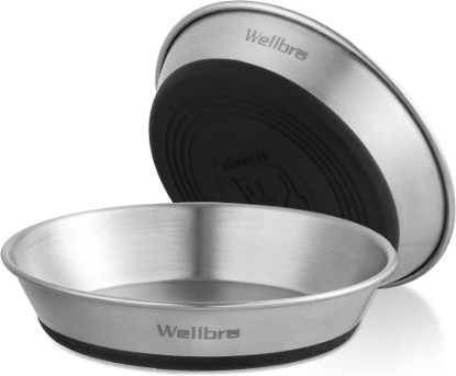 Picture of Cat Bowls, 2 Pcs Stainless Steel Cat Bowls for Food and Water, Whisker Fatigue Shallow Non-Slip Dishes Plates for Small Dog Puppies Cats