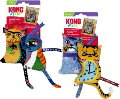 Picture of KONG Artz Cats - Crackling Cat Toys with Catnip, Ribbon and Tail (Bundle (Kahlo/Picasso and Dali/Van Gogh))