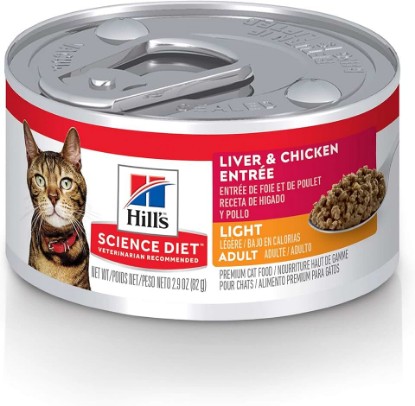 Picture of Hill's Science Diet Adult 1-6 Light Wet Cat Food | #1 Veterinarian Recommended, Liver & Chicken, 2.9 oz. Cans, 24-Pack