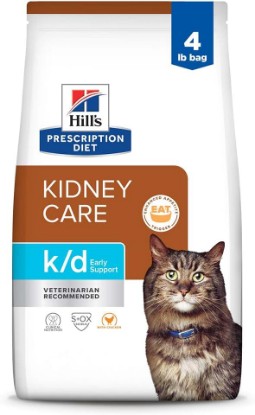 Picture of HILL'S PRESCRIPTION DIET k/d Early Support Kidney Care Dry Cat Food | #1 Veterinarian Recommended, Chicken Recipe, 4 lb. Bag