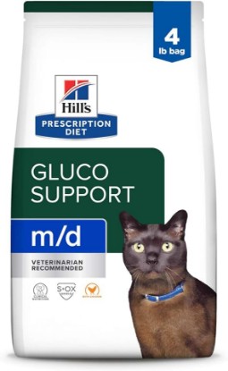 Picture of HILL'S PRESCRIPTION DIET m/d GlucoSupport Dry Cat Food | #1 Veterinarian Recommended, Chicken Recipe, 4 lb. Bag